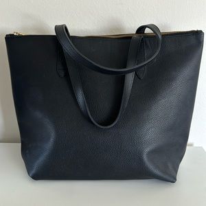 Cuyana Black Leather Zip Tote